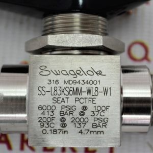SS-L83KS6MM-WL8-W1 Шаровой кран высокого давления из нержавеющей стали Swagelok на входе 3/8″ (F) дюйма с выходом под трубу OD 6mm | SS-L83KS6/ High Pressure Low Temperature Service Ball Valve