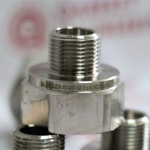Взрывозащищенный переходник из никелированной латуни | Explosion-Proof Brass Nickel Plated Adapter | ВА M20 (M) х M32 (F) | BA20-32 | ID: 22827