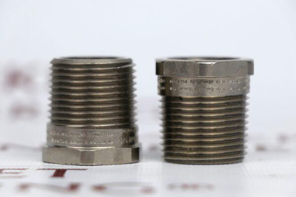 Взрывозащищенный переходник из никелированной латуни Explosion-proof brass nickel plated reducer PEPPERS AR 34NPT (M) X 12NPT (F) (2)